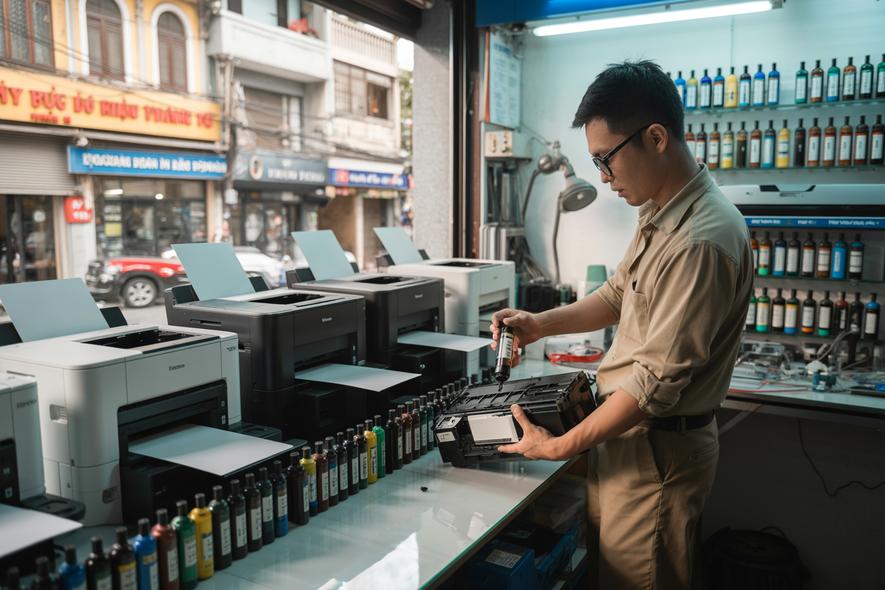 Đổ mực máy in tại đường Nguyễn Văn Cừ Hà Nội