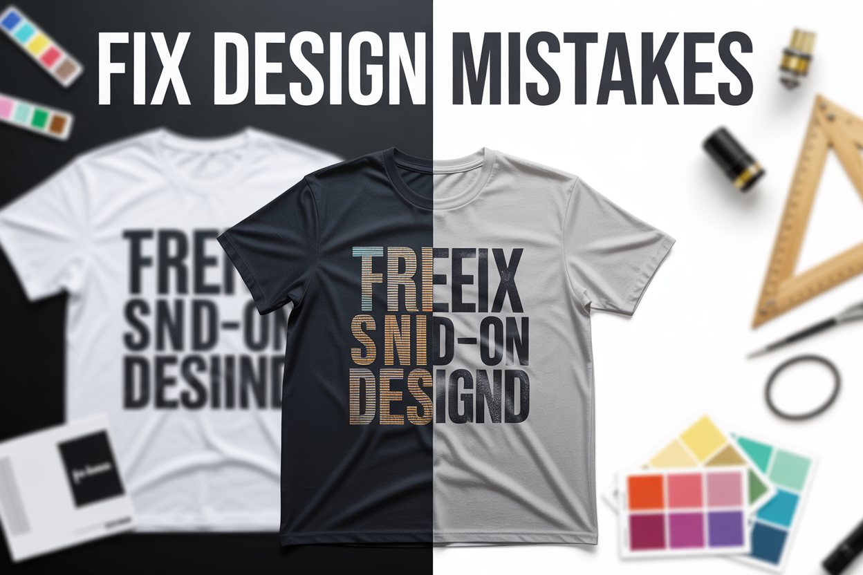 Side-by-side comparison of amateur vs professional print-on-demand t-shirt designs.